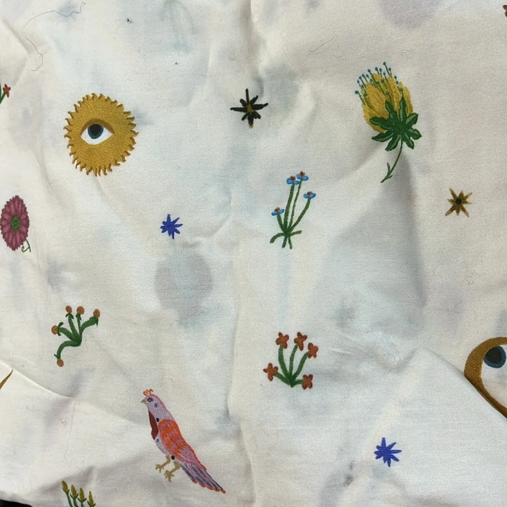 Anthropologie Junioer 1 flat sheet new out of package Floral and Bird  full_3